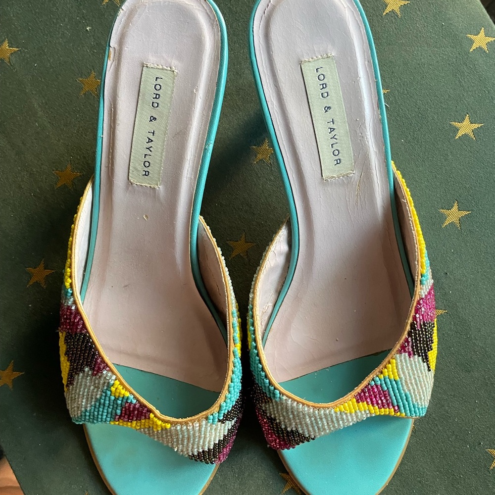 Lord & Taylor Colorful Beaded Sandals